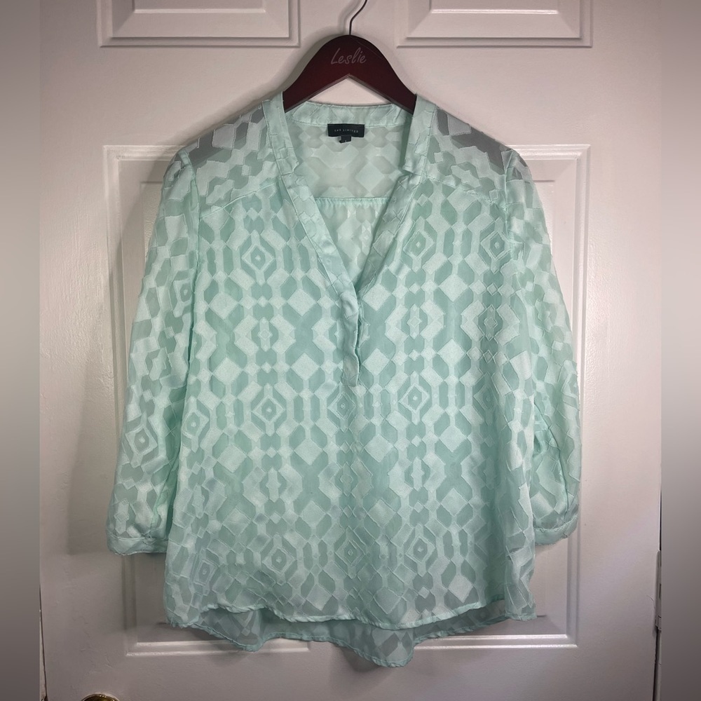 The Limited semi sheer‎ v neck pattern blouse.